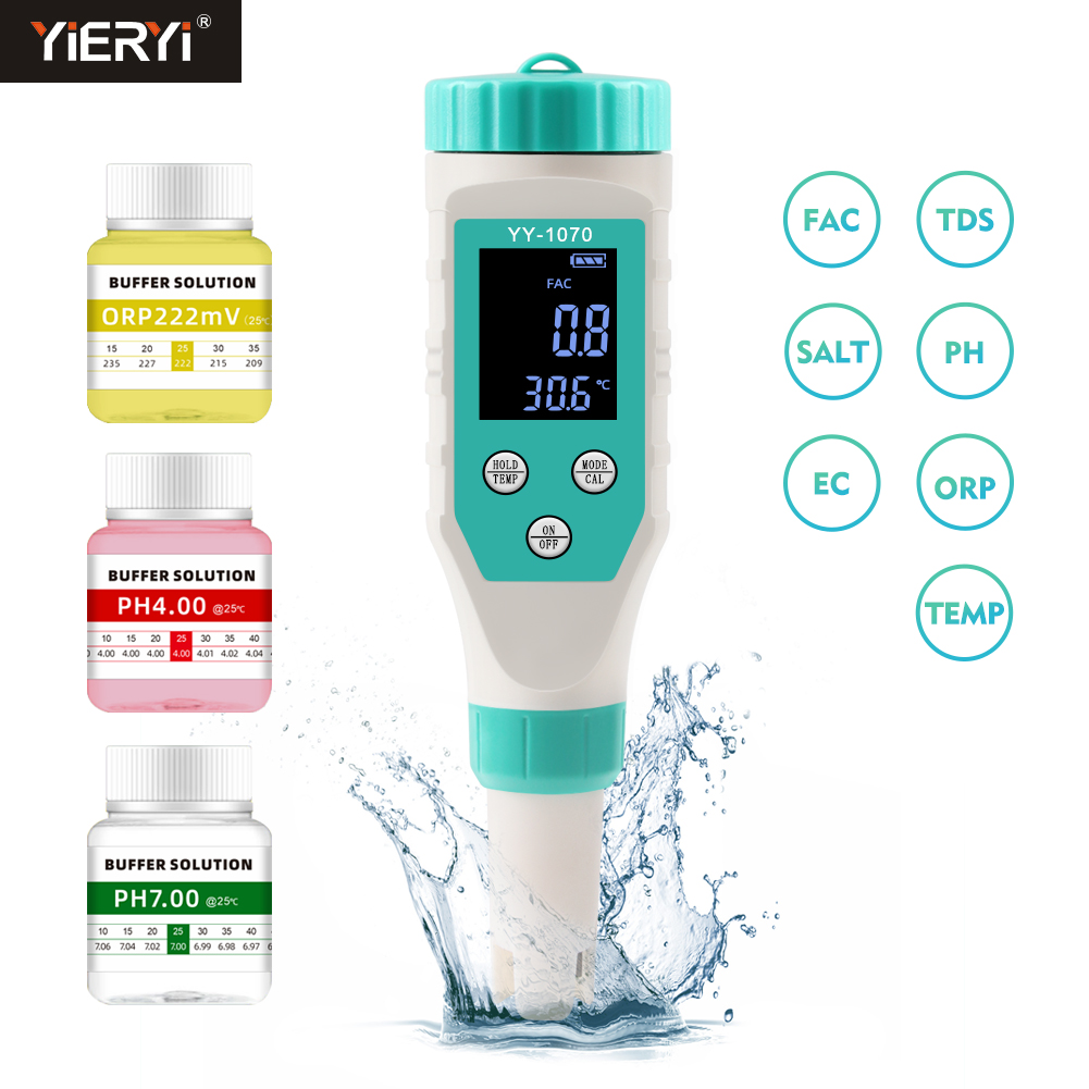 Marine Aquarium Water Testing - Цифровой PH/хлор/ORP/EC/TDS/соленость/температура/акварельный монитор качества воды для
