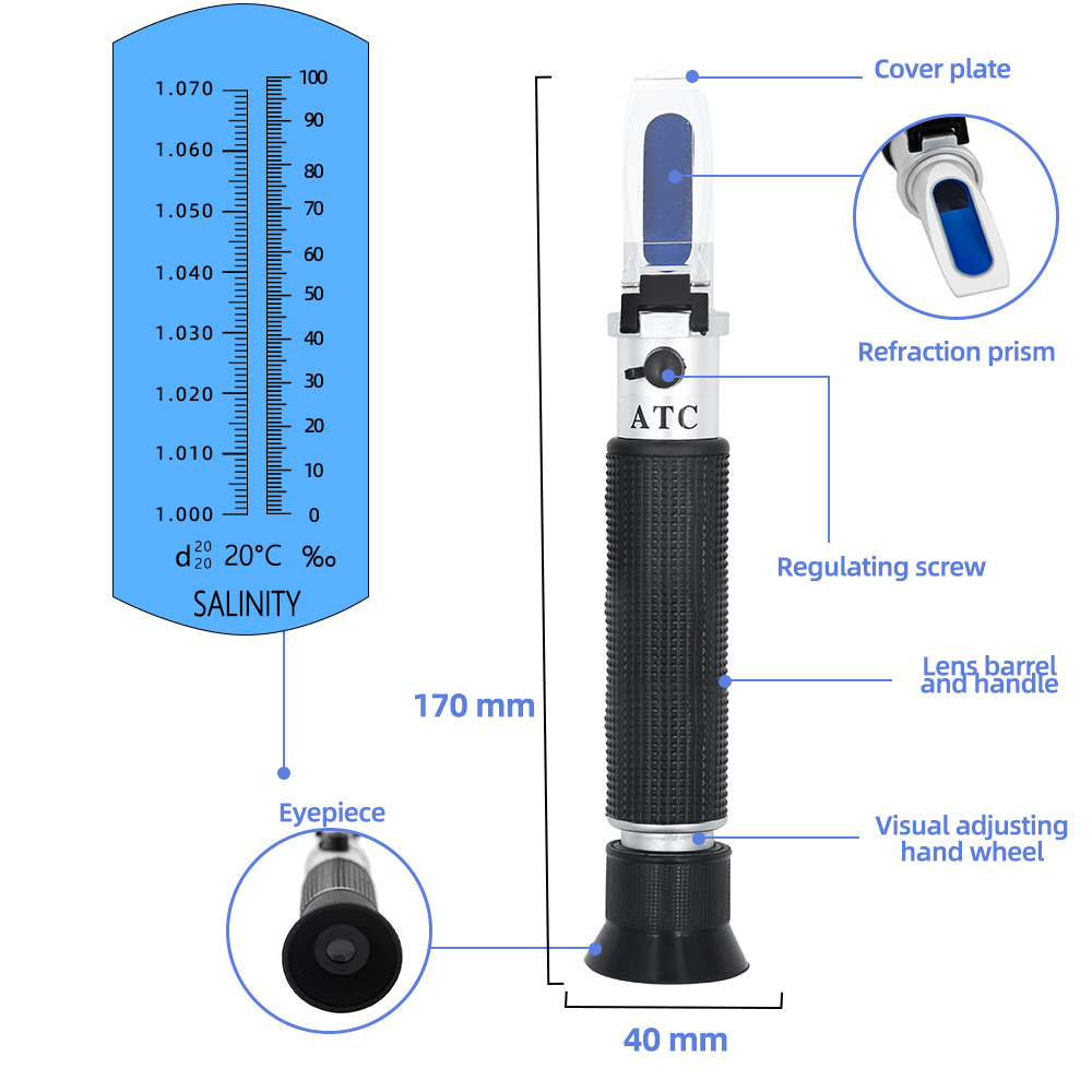 Ручной рефрактометр солености  – обзор и цена Marine Aquarium Refractometer